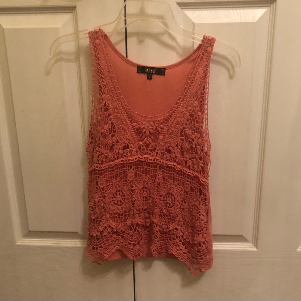 peach lace tank